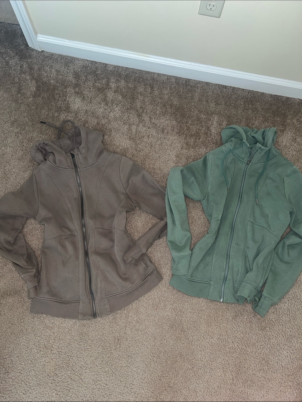 All in Motion Women’s Medium Hooded Zip Jacket - Brown and Green